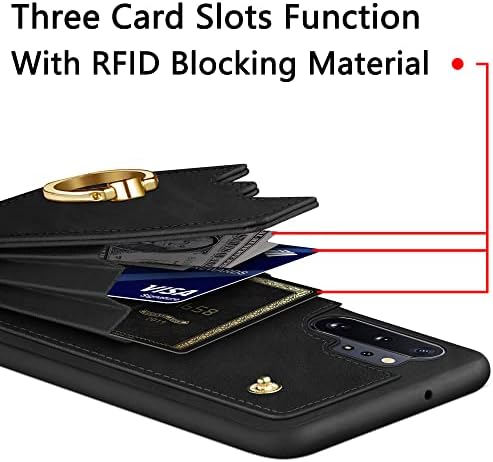 Xcasebar עבור סמסונג גלקסי הערה 10 פלוס מארז ארנק עם [טבעת סיבוב 360 ° טבעת בעיטה] 【חסימת RFID】 מחזיק כרטיסי אשראי,